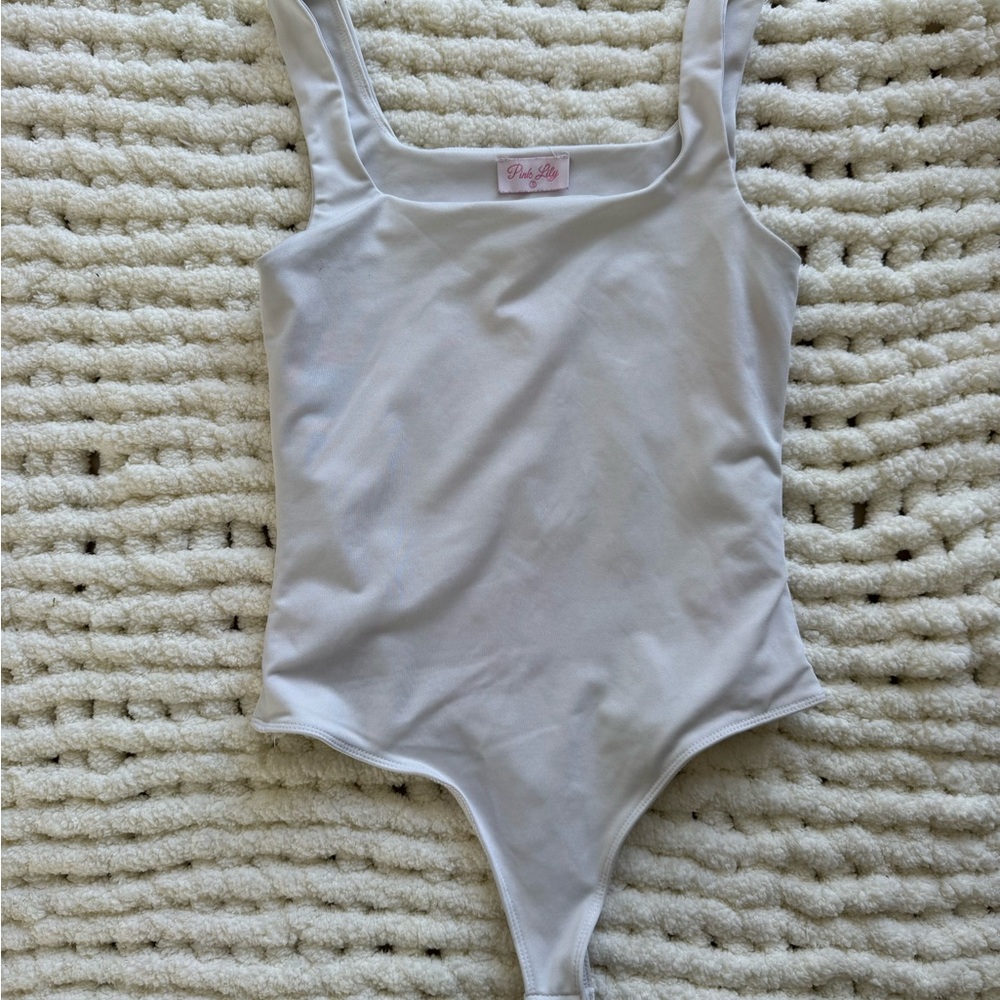 Pink Lily Elegant White Bodysuit